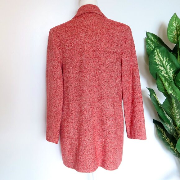 Ellen Tracey Red Herringbone Wool Single-breasted Blazer Coat Classic Office 14 - Picture 8 of 14